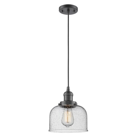Innovations Lighting 1 Light Large Bell 8In. Oiled Rubbed Bronze Mini Pendant With Seedy Glass, 509547 201C-OB-G74